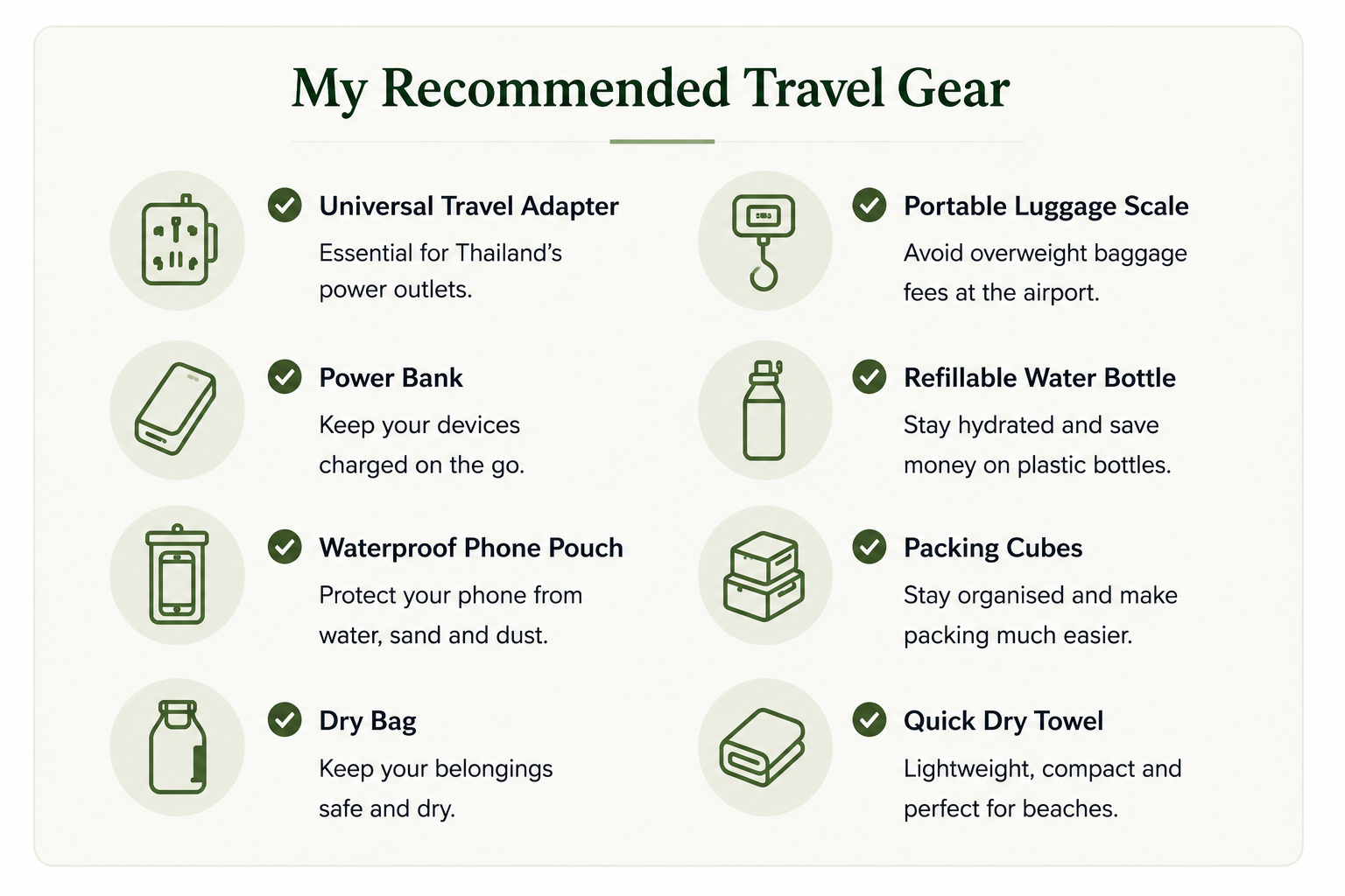 Travel essentials recommendations